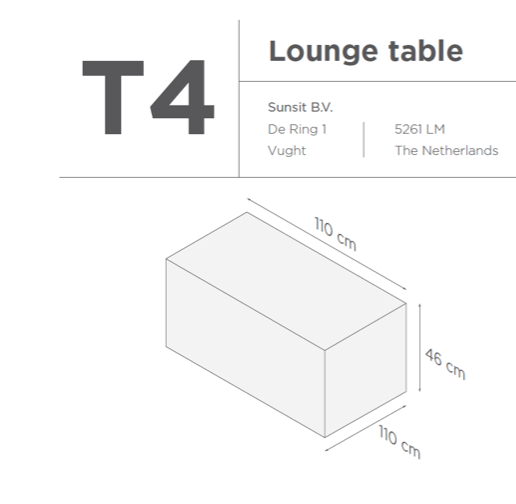 Suns | Protective cover for lounge table | T4-T5-T6