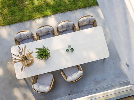Tuint table 280x100 aspect | Teak - Travertine