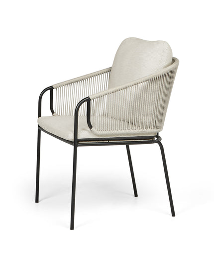 Revello garden chair | Fishbone | 2 frame colors Camel Sand Rope | natural pillow