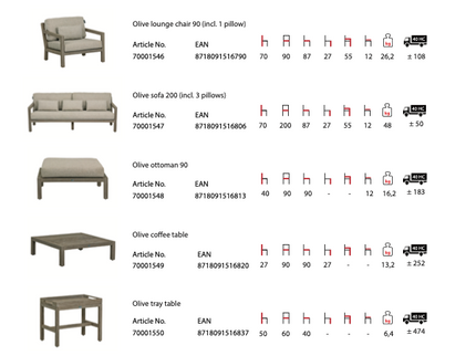 Olive lounge sofa coastal finish
