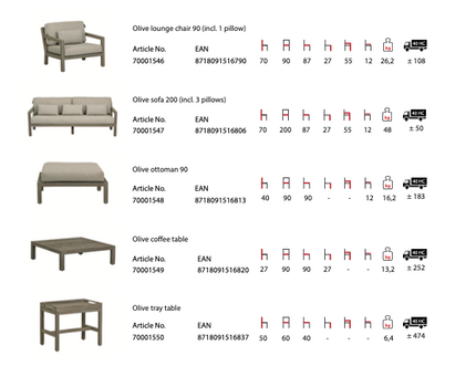 Olive lounge sofa coastal finish