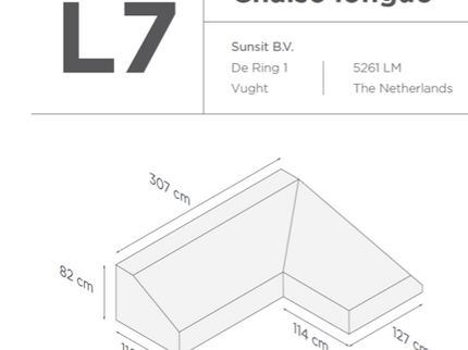 Suns | Protective cover for 2-seater incl. Chaise Longue | Gray | L3-L7