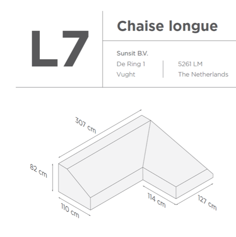 Suns | Protective cover for 2-seater incl. Chaise Longue | Gray | L3-L7