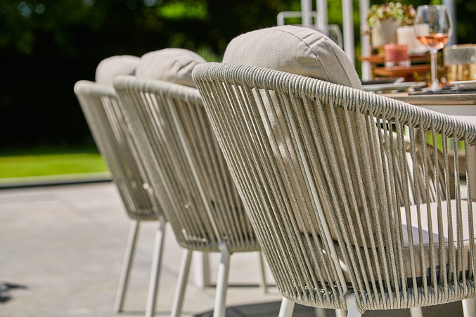 Nappa Garden chair | Fishbone | Mat White - Soft Gray