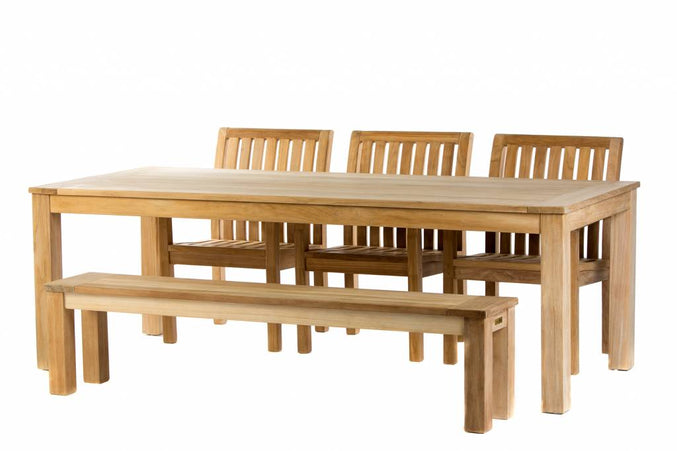 Garden set James 240 cm with comfort garden chairs and James garden bench 210 cm