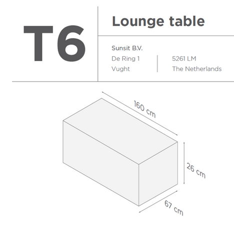 Suns | Protective cover for lounge table | T4-T5-T6