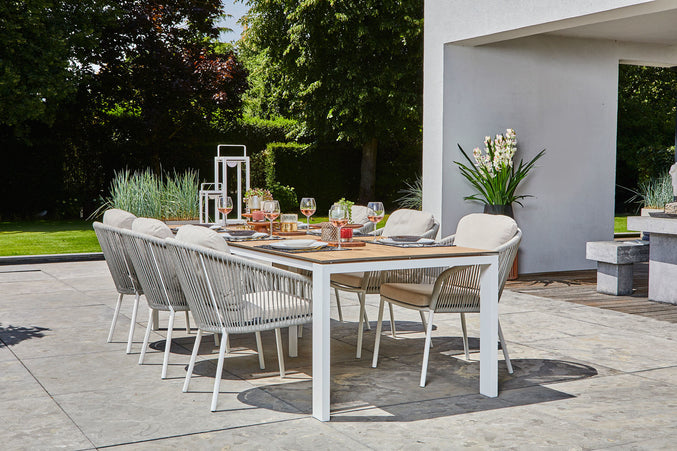 Nappa Garden chair | Fishbone | Mat White - Soft Gray