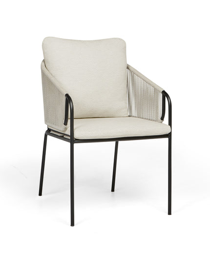Revello garden chair | Fishbone | 2 frame colors Camel Sand Rope | natural pillow