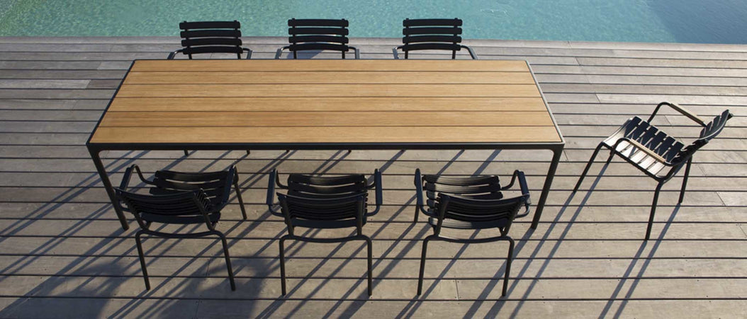 Four garden table | 210 x 90 | Black Frame & Bamboo Blad