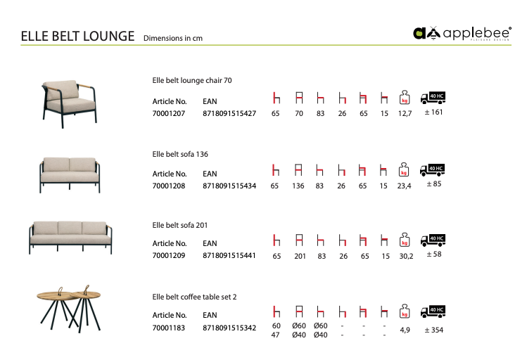 ELLE Lounge sofa 136 cm