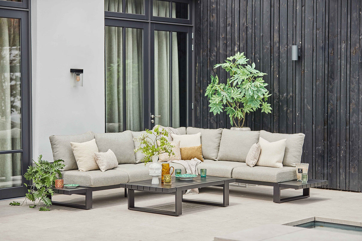 Nardo Lounge set | Aluminum available in 2 colors | Large corner setup 2 Pillow colors
