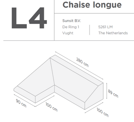 Suns | Protective cover for 2-seater incl. Chaise Longue | Gray | L4-L8