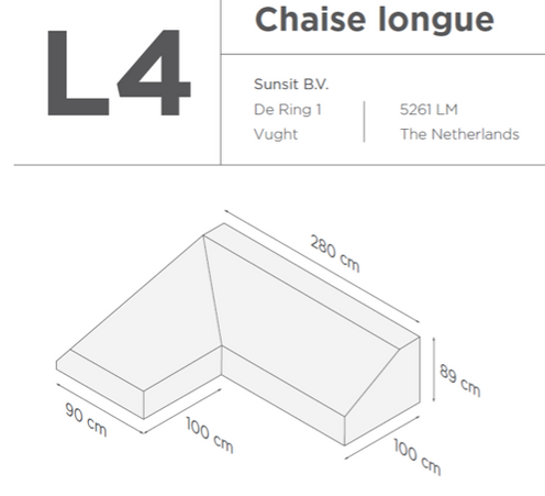 Suns | Protective cover for 2-seater incl. Chaise Longue | Gray | L4-L8