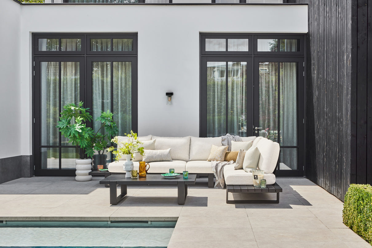 Nardo Lounge set | Aluminum available in 2 colors | Large corner setup 2 Pillow colors