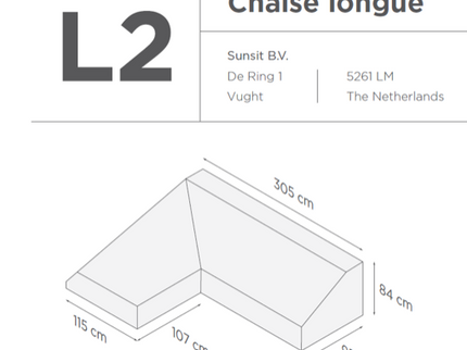 Suns | Protective cover for 2-seater incl. Chaise Longue | Gray | L2-L6