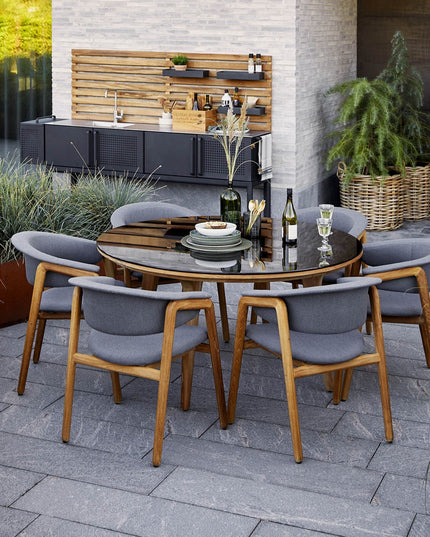 Aspect of garden table | Ø144cm | Glass Smockey Black