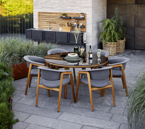 Aspect of garden table | Ø144cm | Glass Smockey Black