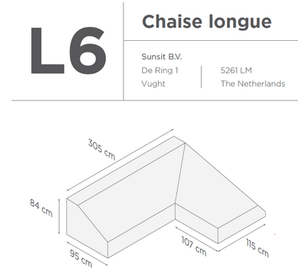 Suns | Protective cover for 2-seater incl. Chaise Longue | Gray | L2-L6