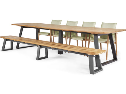 Garden set | Tomar garden table 340 cm with garden bench and florine garden chairs
