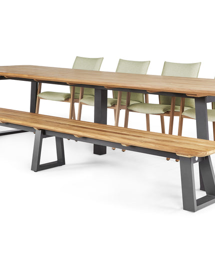 Garden set | Tomar garden table 340 cm with garden bench and florine garden chairs