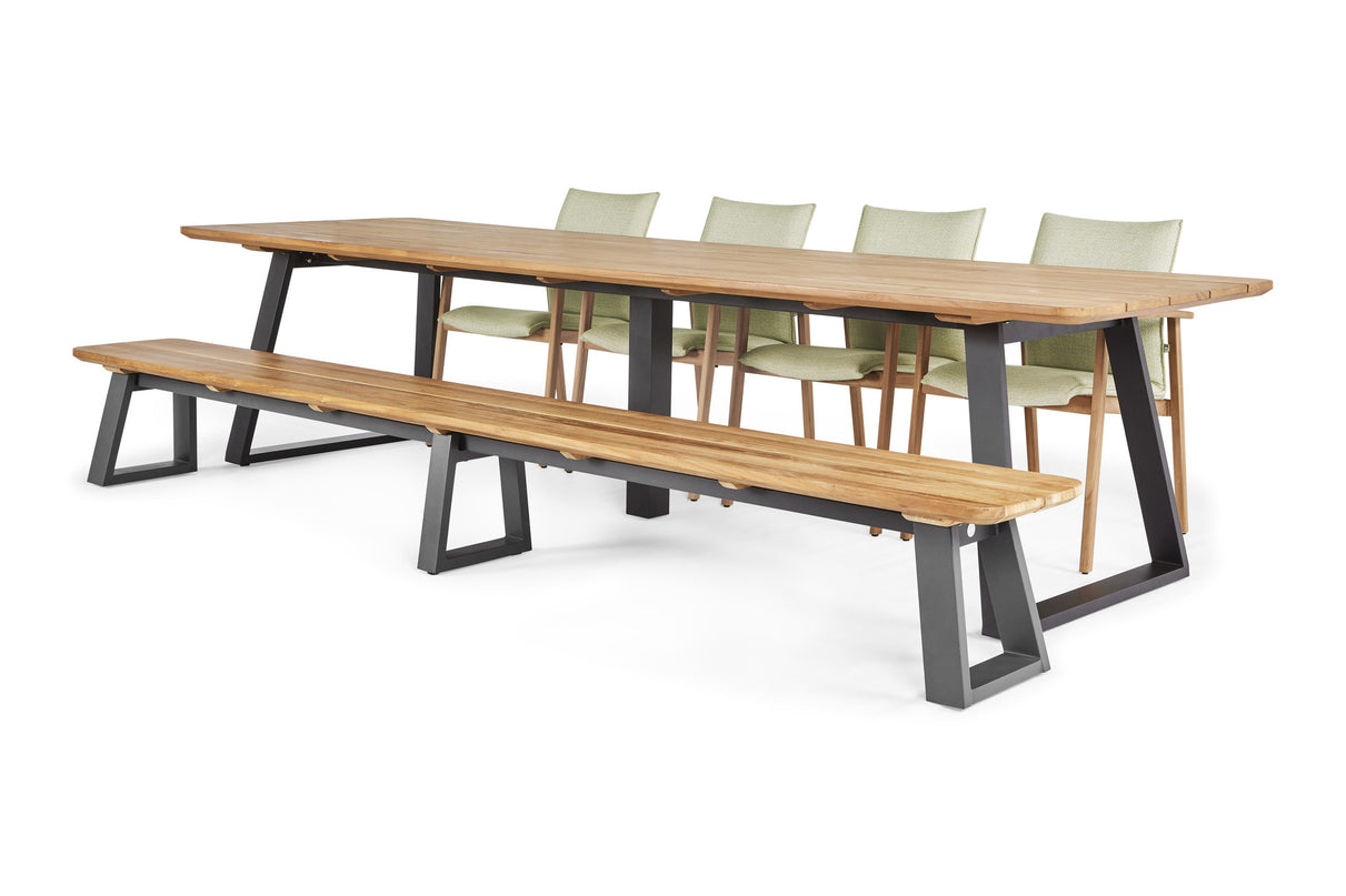 Garden set | Tomar garden table 340 cm with garden bench and florine garden chairs
