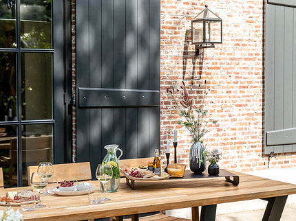 George Garden table with George garden bench and St Tropez garden chairs