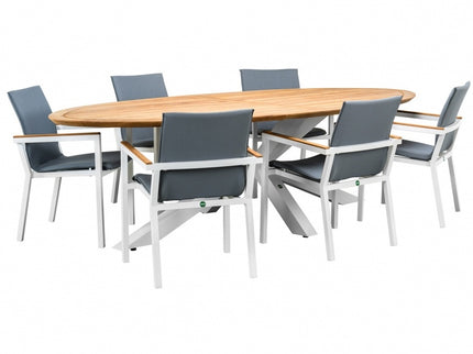 Felice Stapelstoel Mat White | Alu/teak
