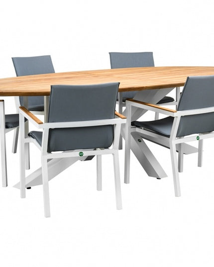 Felice Stapelstoel Mat White | Alu/teak