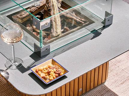 Savona terrace fireplace