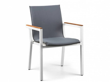 Felice Stapelstoel Mat White | Alu/teak