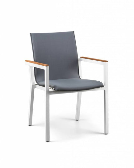 Felice Stapelstoel Mat White | Alu/teak