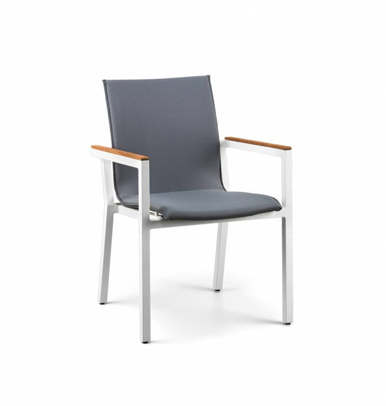 Felice Stapelstoel Mat White | Alu/teak
