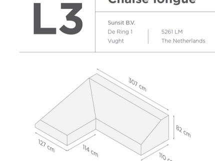 Suns | Protective cover for 2-seater incl. Chaise Longue | Gray | L3-L7
